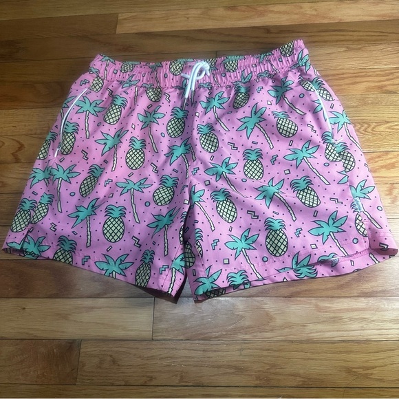 Maamgic Other - Maamgic Men’s Swim Trunks Pink Pineapple Palm Tropical Lined Large